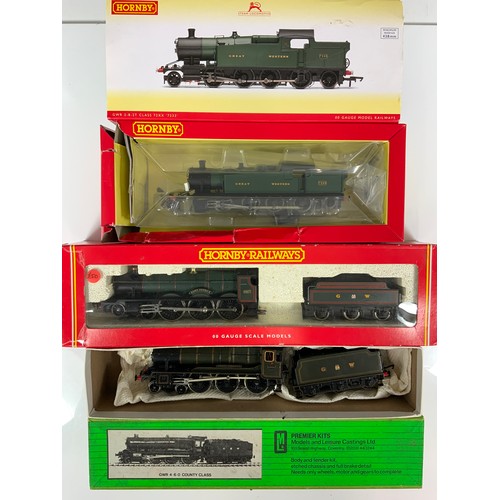 464 - A PREMIER KIT, MADE MODEL OF GWR COUNTY CLASS, 1004 COUNTY OF CORNWALL, HORNBY R3225, GWR 2-8-2T 72X... 