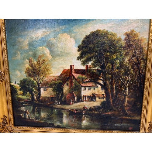 1 - OIL ON CANVAS DEPICTING MILL SCENE SIGNED RIMA 60cm x 50cm IN GILT FRAME 74cm x64cm. Maybe subject t... 