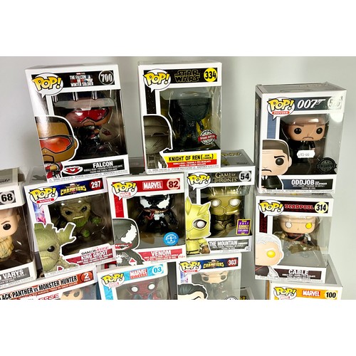 52 - QUANTITY OF BOXED FUNKO POP! COLLECTABLE FIGURINES INC. MARVEL, GAME OF THRONES, STAR WARS, 007 CHAR... 