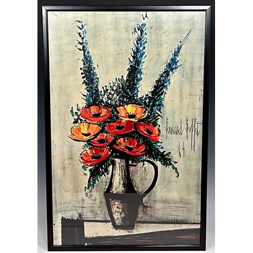 34 - AFTER BERNARD BUFFET (FRENCH 1928-1999), STILL LIFE POPPIES PRINT, APPROX. 50 X 79 cm. Maybe subject... 