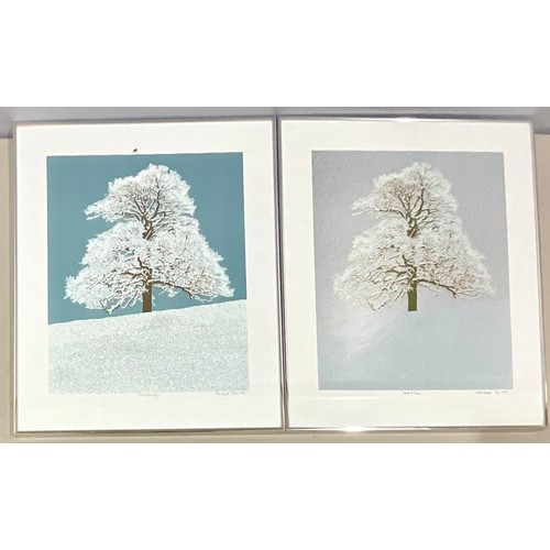 39 - P & B SLADEN, PR. LIMITED EDITION COLOUR LITHOGRAPHIC PRINTS ‘OAK AND SNOW’ 18/80 AND ‘OAK AFTER SNO... 