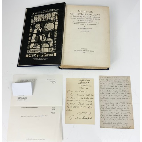 76 - MEDIEVAL CHRISTIAN IMAGERY BY RUSHFORTH WITH 2 SIGNED LETTERS FROM THE AUTHOR & A RECEIPT  FOR THE B... 