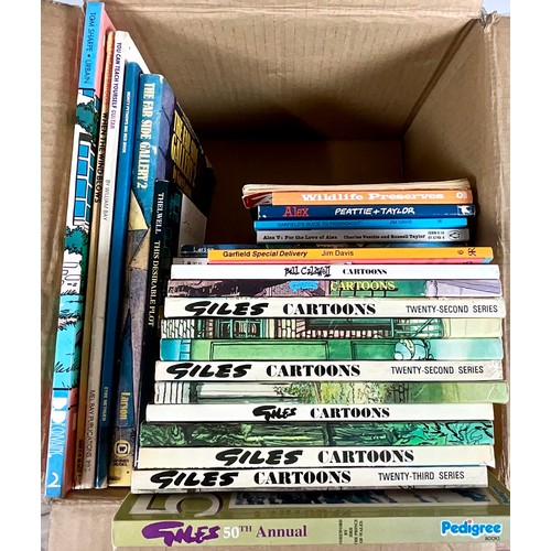 89 - QUANTITY OF CARTOON HUMOUR BOOKS INC. GILES, GARFIELD, LARSON AND FAR SIDE ETC.