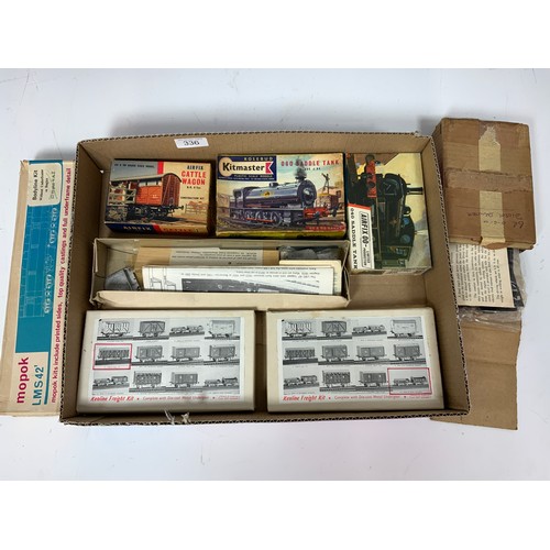 336 - 00 GAUGE MODEL RAILWAY KITS, MOPOK LMS 42’, 2 X KENLINE FREIGHT WAGON KITS, KITMASTER 0-6-0 SADDLE T... 