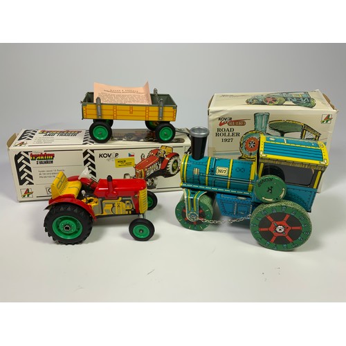 90 - TINPLATE MODELS, KOVAP RETRO, BOXED ROAD ROLLER 1927, & ZETOR, TRACTOR & TRAILER, BOTH BOXED, MADE I... 