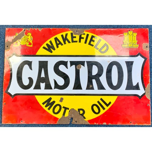 1 - ENAMEL ADVERTISING SIGN, WAKEFIELD CASTROL MOTOR OIL. APPROX. 76 CM X 51 CM, BRUTON PALMERS GREEN, A... 