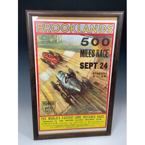 9 - AN ORIGINAL FRAMED BROOKLANDS 500 MILES RACE, SEPT 24 POSTER