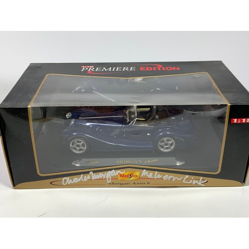 125 - MAISTO 1:18 SCALE PREMIER EDITION MORGAN AERO 8, KYOSHO GORGEOUS COLLECTION MORGAN 4/4 SERIES II GRE... 