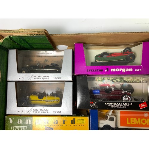 117 - ASSORTED DIECAST MODELS, MANY WITH MORGAN INTEREST, BRUMM, MODEL TIME, CYCLE CAR, PLUS HARRODS MODEL... 