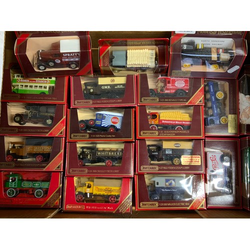 102 - 27 RED BOXED MODLES OF YESTERYEAR, LORRIES, VANS, CARS ETC