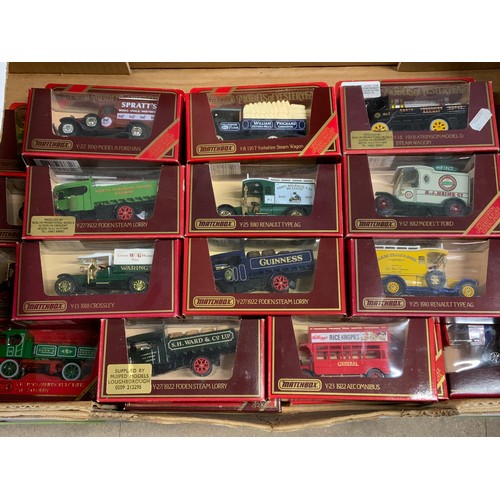 102 - 27 RED BOXED MODLES OF YESTERYEAR, LORRIES, VANS, CARS ETC