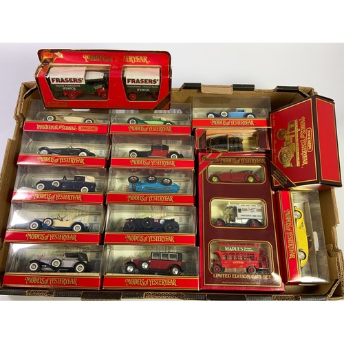 110 - 16 RED BOXED & PLASTIC RED BOXED MODELS OF YESTERYEAR, MOSTLY CARS PLUS FRASERS