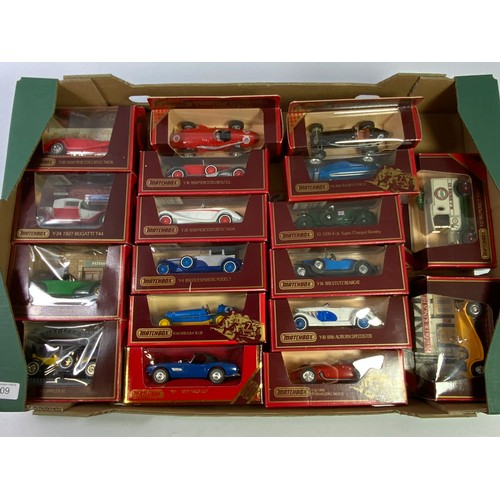 109 - DIECAST, 18 RED BOXED MODELS OF YESTERYEAR, MOSTLY CARS