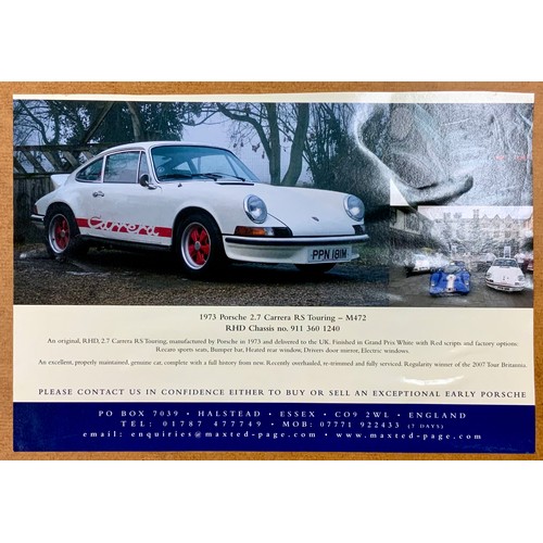 12 - A FRAMED & GLAZED ORIGINAL  ILLUSTRATION OF 1973 PORSHE 911 CARERRA RS REG PPN181M BY ROGER GOOGE.