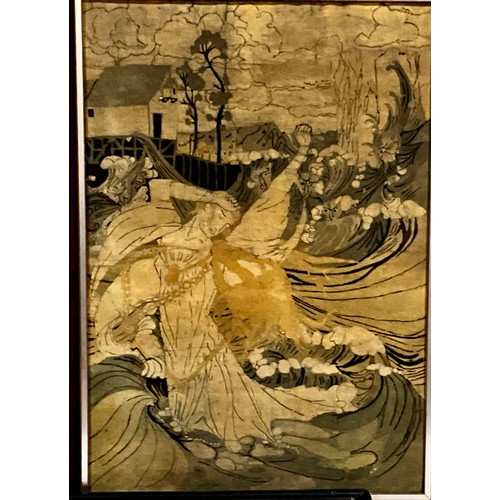 63 - SIX LARGE BATIKS AND A TAPESTRY, LARGEST OVERALL FRAME SIZE 97 x 67cm (7)