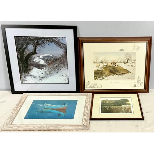 42 - FOUR VARIOUS PRINTS INC. GREENWOOD ‘LATE LIGHT’ NO. PRINT #23/150, MARTIN CAULKIN ‘LEFKADA’ SIGNED I... 