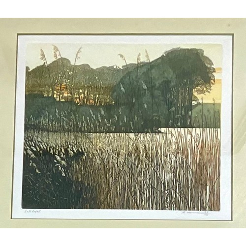 42 - FOUR VARIOUS PRINTS INC. GREENWOOD ‘LATE LIGHT’ NO. PRINT #23/150, MARTIN CAULKIN ‘LEFKADA’ SIGNED I... 