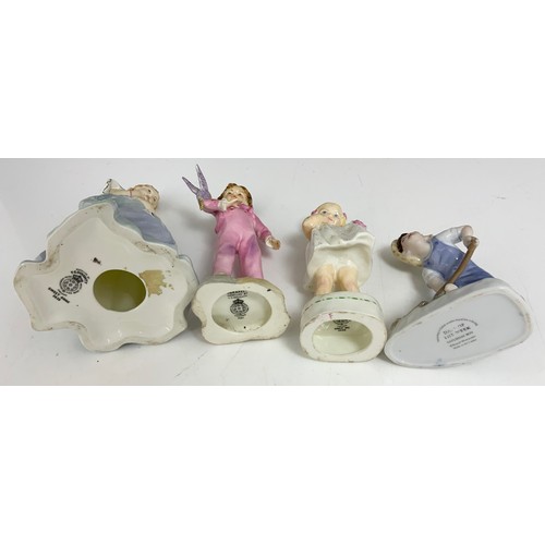 147 - 4 ROYAL WORCESTER FIGURINES INC SWEET ANNE, ONLY ME, PARAKEET SATURDAY BOY