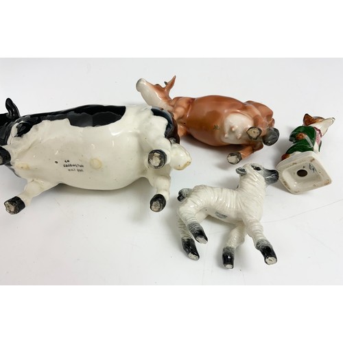 130 - BESWICK FREISAN BULL , GOEBEL COW , SHEEP  & FOX MODELS