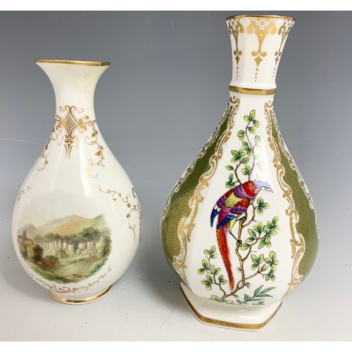 167 - 2 ROYAL WORCESTER VASES  ONE WITH HAND PAINTED LANDSCAPE SCENE