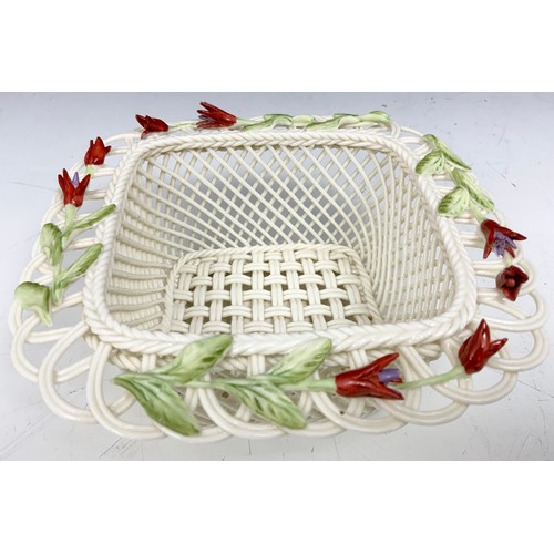 166 - BELLEEK  BASKET & VASE