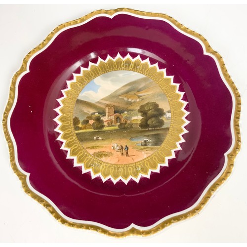 171 - 19th CENTURY FLIGHT BARR & BARR CABINET PLATE WITH CENTRE A MALVERN LANDSCAPE SCENE  WITH A SIMILAR ... 