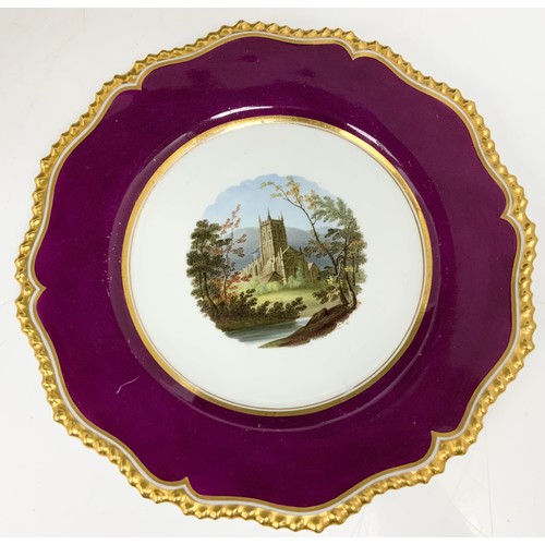 171 - 19th CENTURY FLIGHT BARR & BARR CABINET PLATE WITH CENTRE A MALVERN LANDSCAPE SCENE  WITH A SIMILAR ... 