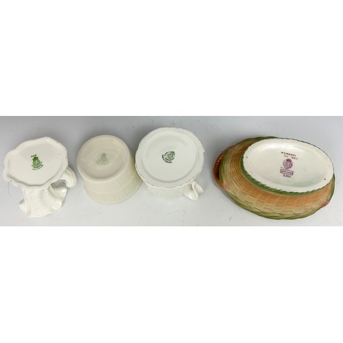 180 - 4 ROYAL WORCESTER PIECES INC BLUSH IVORY  WICKER EFFECT BASKET