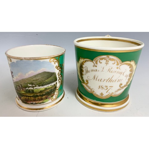 177 - 3 19TH CENTURY TANKARDS WITH MALVERN SCENES  DECORATION 2 WITH CHAMBERLAIN'S WORCESTER  BACKSTAMPS T... 