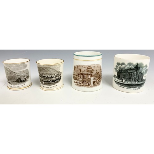 179 - 8 TANKARDS WITH TRANSFER PRINTED DECORATION OF MALVERN SCENES TALLEST 9cm