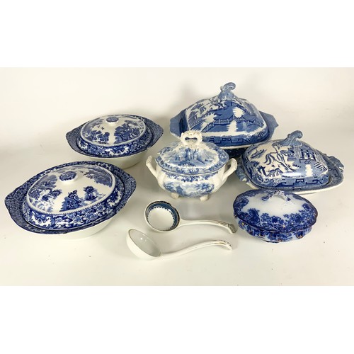 200 - BLUE & WHITE TRANSFER DECORATED TUREENS INC 19TH CENTURY EXAMPLES  (7)