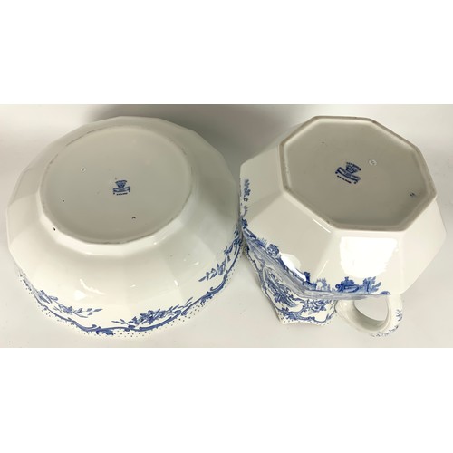 209 - MASON’S BLUE & WHITE WASH  JUG & BOWL SET  WITH A FLORAL JUG & BOWL SET