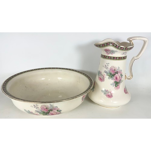 209 - MASON’S BLUE & WHITE WASH  JUG & BOWL SET  WITH A FLORAL JUG & BOWL SET