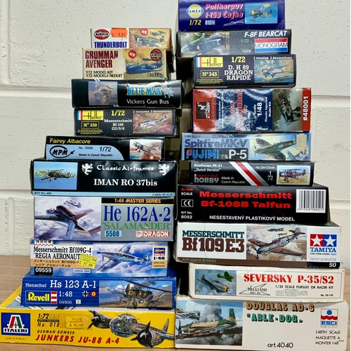 59 - 20 x PLASTIC MODEL KITS WAR PLANES INC AIRFIX, TAMIYA, REVELL, ITALIERI, AND HELLER.