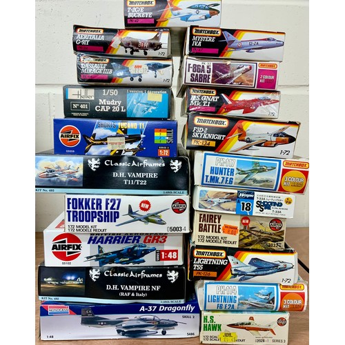 63 - 20 x PLASTIC MODEL KITS JET PLANES INC AIRFIX, MATCHBOX, AND MONOGRAM