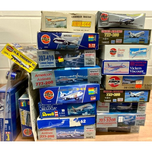 67 - 20 x PLASTIC MODEL KITS AIRLINERS INC. AIRFIX, MINICRAFT, AND REVELL.