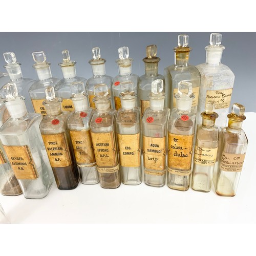 312 - QUANTITY OF VINTAGE RECTANGULAR  CHEMIST GLASS BOTTLES/ JARS ADVISED FROM MANDERS CHEMIST MALVERN