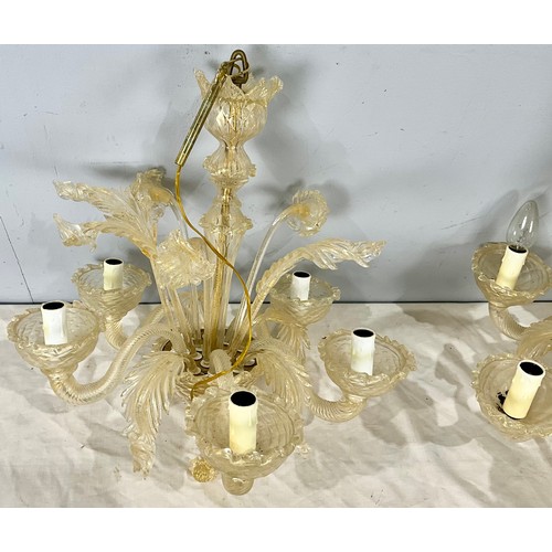 335 - PR. 5 BRANCH MURANO GLASS CHANDELIERS