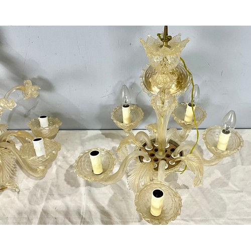 335 - PR. 5 BRANCH MURANO GLASS CHANDELIERS