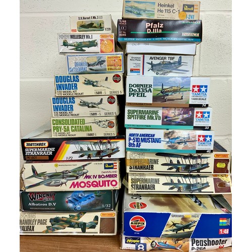 73 - 20 x PLASTIC MODEL KITS WAR PLANES INC AIRFIX, MATCHBOX, TAMIYA, WINGNUT WINGS AND FROG.