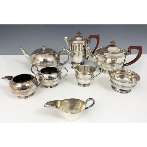 346 - 4 PIECE WALKER & HALL TEA SERVICE WITH A WALKER & HALL 3 PIECE SERVICE ETC