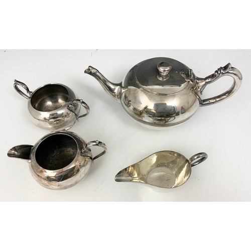 346 - 4 PIECE WALKER & HALL TEA SERVICE WITH A WALKER & HALL 3 PIECE SERVICE ETC