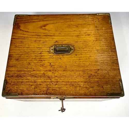 362 - ANTIQUE MILITARY CAMPAIGN STATIONARY BOX. 38 x 33 x 22cm