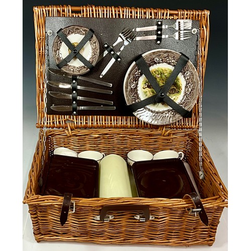 367 - ANTLER WICKER PICNIC HAMPER INC. PICNIC SET