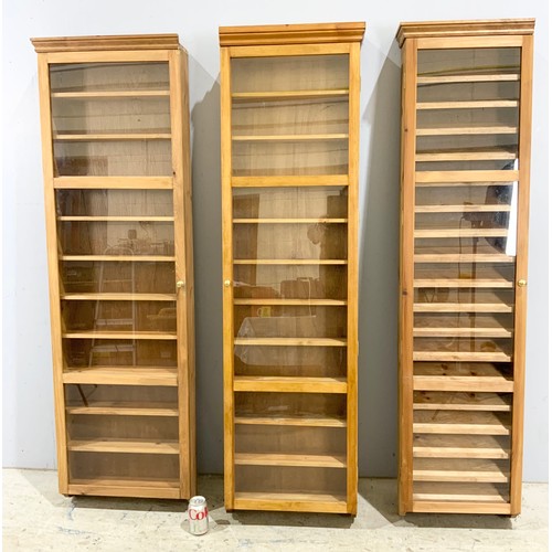 365 - 3 WALL HANGING  DISPLAY CABINETS APPROXIMATELY 169cm TALL