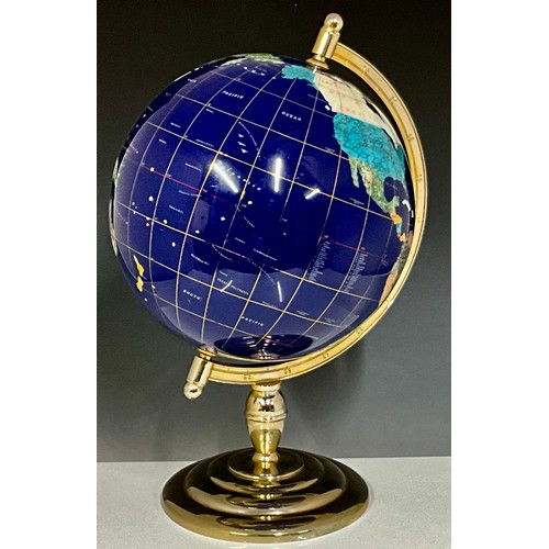 371 - LAPIS GEMSTONE TYPE GLOBE APPROX. 21” TALL, please note revised estimate