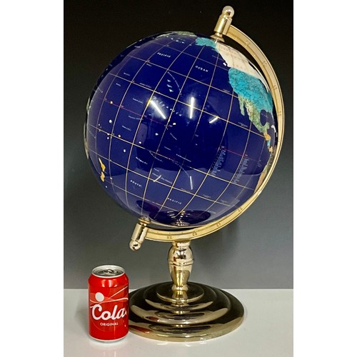 371 - LAPIS GEMSTONE TYPE GLOBE APPROX. 21” TALL, please note revised estimate