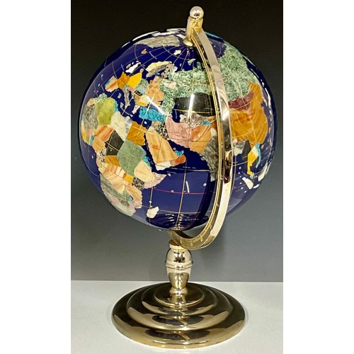 371 - LAPIS GEMSTONE TYPE GLOBE APPROX. 21” TALL, please note revised estimate