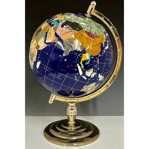 371 - LAPIS GEMSTONE TYPE GLOBE APPROX. 21” TALL, please note revised estimate