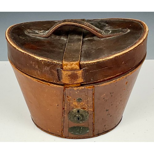 429 - LEATHER HAT BOX WITH AUSTIN REED TOP HAT